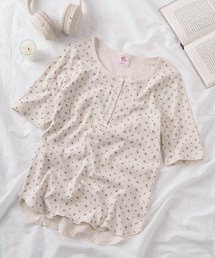 【87】【JEMORGAN/ジェーイーモーガン】花柄 フライス ヘンリーネックTシャツ/レディース/26SUMMER NEW