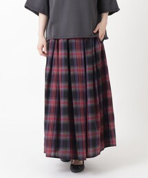 タック入り ギャザーチェックスカート