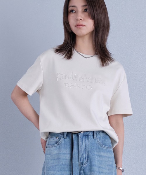 murea(ミュレア)の「ビーズ刺繍半袖Tシャツ(Tシャツ/カットソー・レディース・チャコールグレー/アイボリー・FREE)」の12枚目の写真