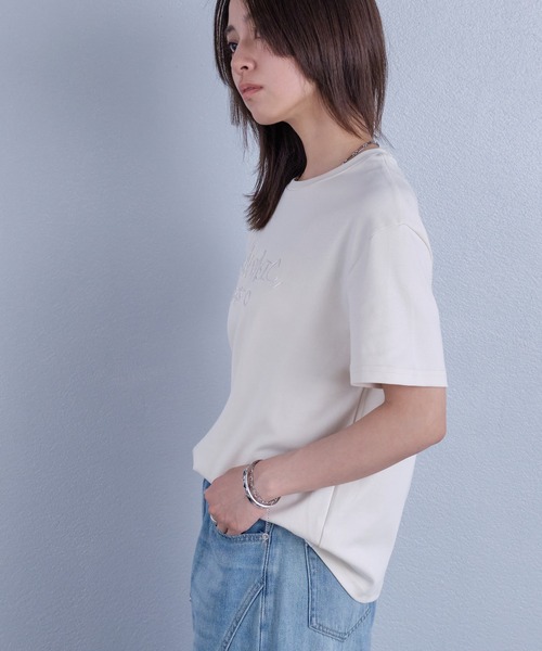 murea(ミュレア)の「ビーズ刺繍半袖Tシャツ(Tシャツ/カットソー・レディース・チャコールグレー/アイボリー・FREE)」の14枚目の写真