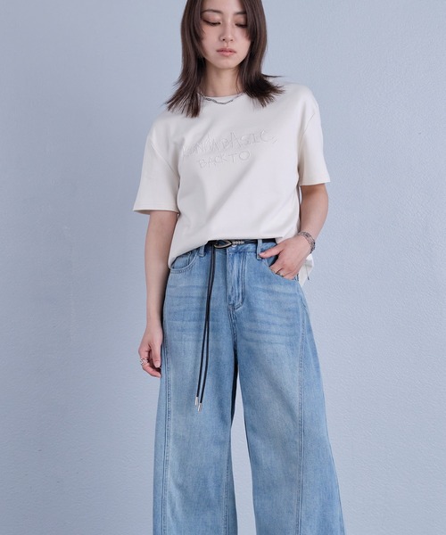murea(ミュレア)の「ビーズ刺繍半袖Tシャツ(Tシャツ/カットソー・レディース・チャコールグレー/アイボリー・FREE)」の16枚目の写真
