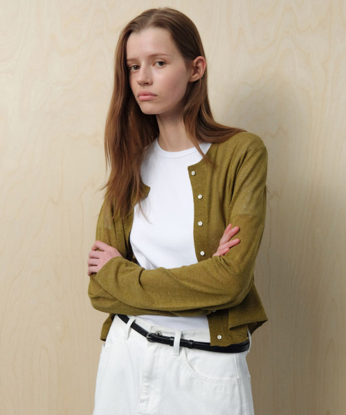 LEVAR(レバー)の「Light Linen Cardigan - Matcha Olive(ニット/セーター・レディース・その他・FREE)」の2枚目の写真