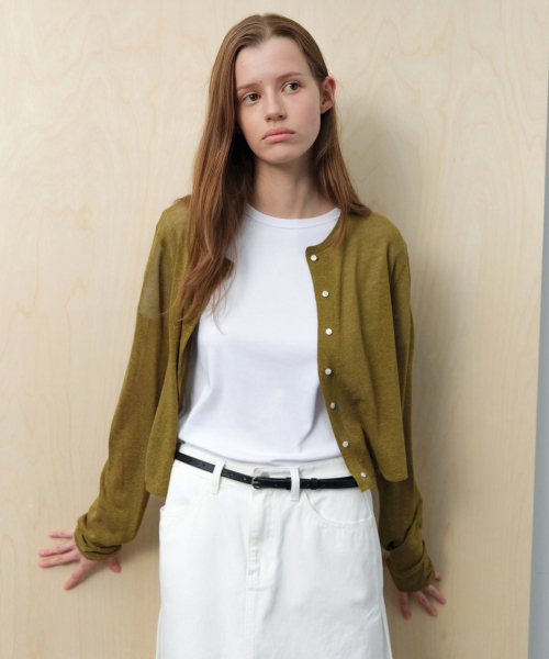 LEVAR(レバー)の「Light Linen Cardigan - Matcha Olive(ニット/セーター・レディース・その他・FREE)」の3枚目の写真