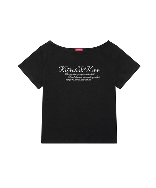 KITSCH&KISS(キッチアンドキス)の「SECRET ワンショルダーTシャツ (SSDKNK-109)(Tシャツ/カットソー・レディース・ホワイト/ブラック・FREE)」の1枚目の写真