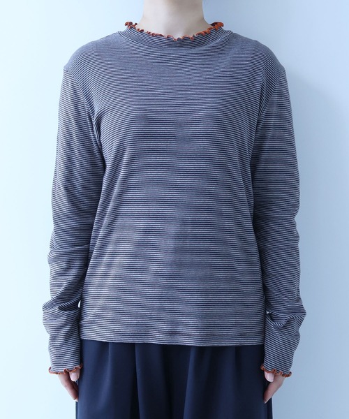 bulle de savon(ビュルデサボン)の「30/-度甘フライスボーダー ハイネック(Tシャツ/カットソー・レディース・ダークブラウン/ブラック・FREE)」の17枚目の写真