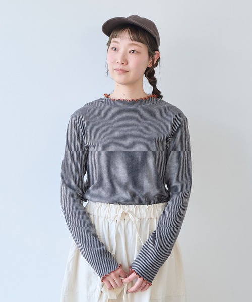 bulle de savon(ビュルデサボン)の「30/-度甘フライスボーダー ハイネック(Tシャツ/カットソー・レディース・ダークブラウン/ブラック・FREE)」の5枚目の写真