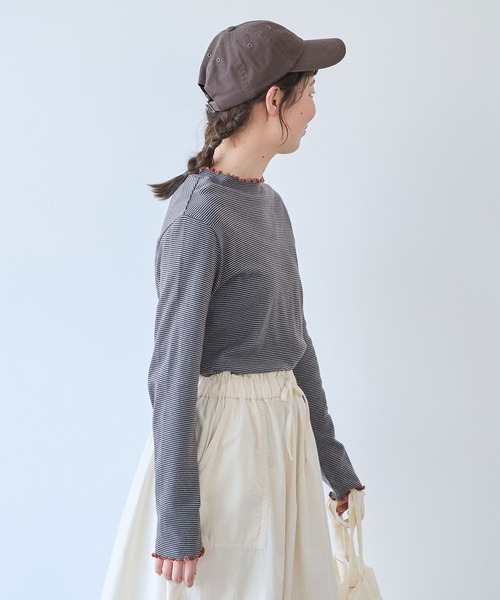 bulle de savon(ビュルデサボン)の「30/-度甘フライスボーダー ハイネック(Tシャツ/カットソー・レディース・ダークブラウン/ブラック・FREE)」の6枚目の写真