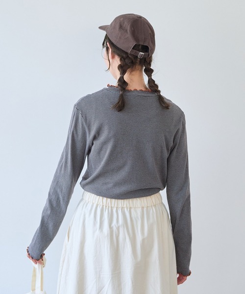 bulle de savon(ビュルデサボン)の「30/-度甘フライスボーダー ハイネック(Tシャツ/カットソー・レディース・ダークブラウン/ブラック・FREE)」の7枚目の写真