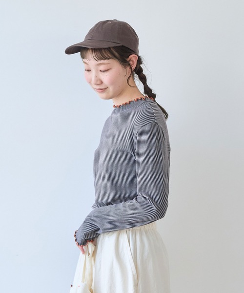 bulle de savon(ビュルデサボン)の「30/-度甘フライスボーダー ハイネック(Tシャツ/カットソー・レディース・ダークブラウン/ブラック・FREE)」の9枚目の写真
