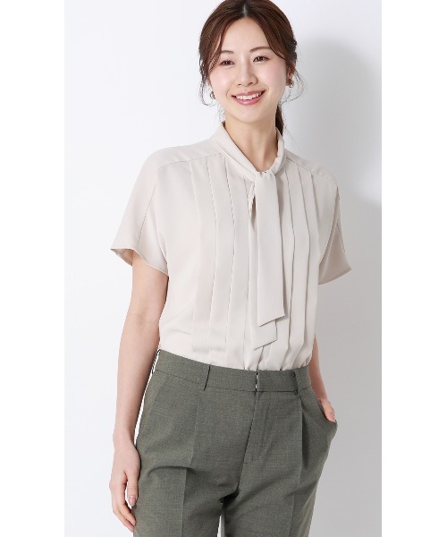 AOYAMA(アオヤマ)の「ボウタイドルマンスリーブブラウス【涼】【半袖】(シャツ/ブラウス・レディース・ホワイト/ベージュ・L/M/LL/S)」の16枚目の写真