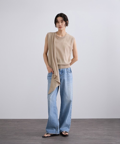 SALON adam et rope'(サロン アダム エ ロペ)の「【WEB限定】ストール付きマルチWAYノースリニット/夏服・オフィスカジュアル(ニット/セーター・レディース・グレー/ネイビー/ベージュ系その他・FREE)」の7枚目の写真
