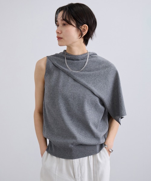 SALON adam et rope'(サロン アダム エ ロペ)の「【WEB限定】ストール付きマルチWAYノースリニット/夏服・オフィスカジュアル(ニット/セーター・レディース・グレー/ネイビー/ベージュ系その他・FREE)」の11枚目の写真