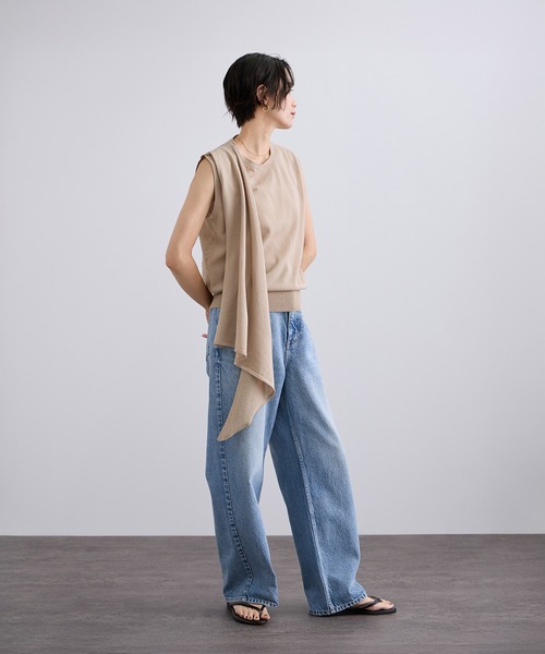 SALON adam et rope'(サロン アダム エ ロペ)の「【WEB限定】ストール付きマルチWAYノースリニット/夏服・オフィスカジュアル(ニット/セーター・レディース・グレー/ネイビー/ベージュ系その他・FREE)」の13枚目の写真
