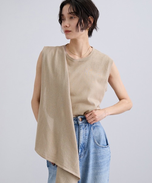 SALON adam et rope'(サロン アダム エ ロペ)の「【WEB限定】ストール付きマルチWAYノースリニット/夏服・オフィスカジュアル(ニット/セーター・レディース・グレー/ネイビー/ベージュ系その他・FREE)」の14枚目の写真