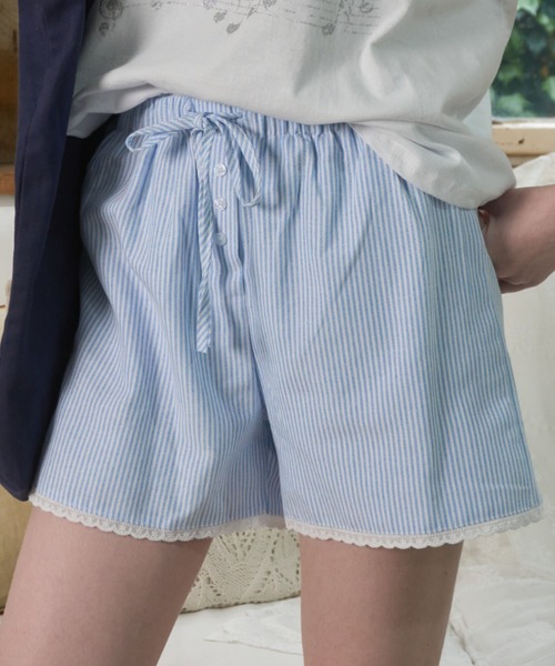 Birthday room(バースデイルーム)の「裾レースショートパンツ/Lace-hem shorts(その他パンツ・レディース・ライトブルー/ホワイト・FREE)」の15枚目の写真