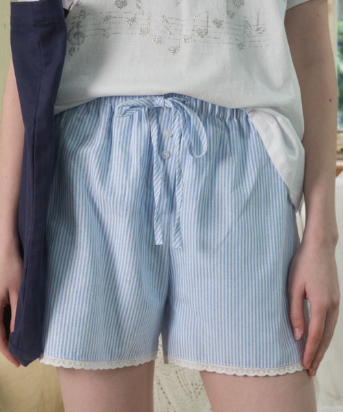 Birthday room(バースデイルーム)の「裾レースショートパンツ/Lace-hem shorts(その他パンツ・レディース・ライトブルー/ホワイト・FREE)」の16枚目の写真
