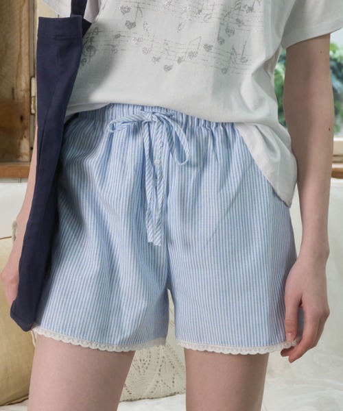 Birthday room(バースデイルーム)の「裾レースショートパンツ/Lace-hem shorts(その他パンツ・レディース・ライトブルー/ホワイト・FREE)」の17枚目の写真