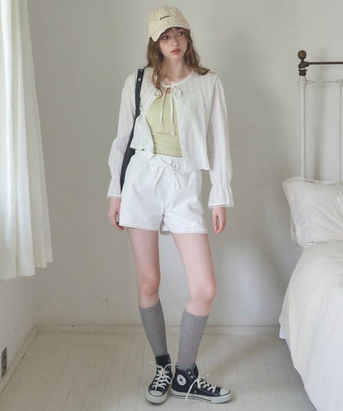 Birthday room(バースデイルーム)の「裾レースショートパンツ/Lace-hem shorts(その他パンツ・レディース・ライトブルー/ホワイト・FREE)」の13枚目の写真