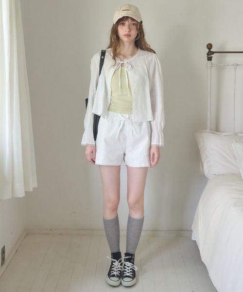 Birthday room(バースデイルーム)の「裾レースショートパンツ/Lace-hem shorts(その他パンツ・レディース・ライトブルー/ホワイト・FREE)」の14枚目の写真