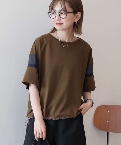 AMERICAN HOLIC(アメリカンホリック)の「異素材ラインプルオーバー(Tシャツ/カットソー・レディース・ネイビー/ブラック/ブラウン/オフホワイト・M/L)」の4枚目の写真