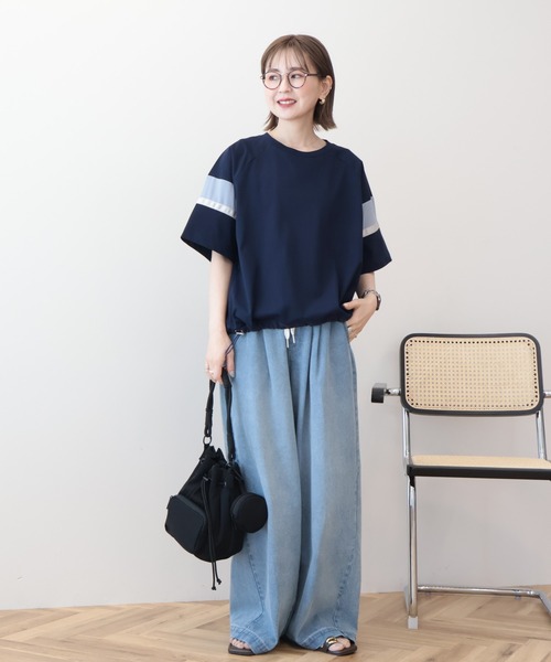 AMERICAN HOLIC(アメリカンホリック)の「異素材ラインプルオーバー(Tシャツ/カットソー・レディース・ネイビー/ブラック/ブラウン/オフホワイト・M/L)」の5枚目の写真