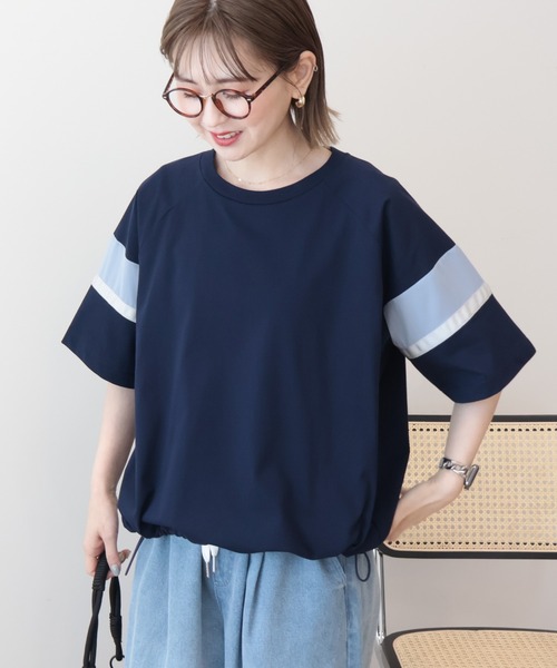 AMERICAN HOLIC(アメリカンホリック)の「異素材ラインプルオーバー(Tシャツ/カットソー・レディース・ネイビー/ブラック/ブラウン/オフホワイト・M/L)」の6枚目の写真
