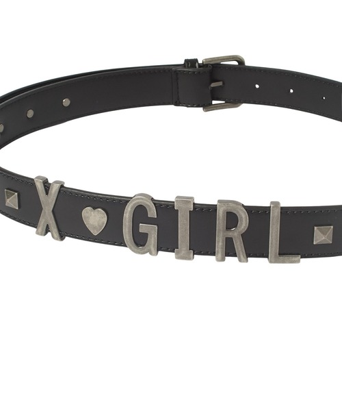 X-girl(エックスガール)の「METAL LOGO STUDDED FAUX LEATHER BELT(ベルト・レディース・ブラウン/ブラック・ONE SIZE)」の3枚目の写真