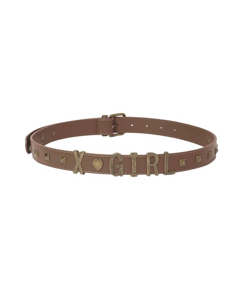 X-girl(エックスガール)の「METAL LOGO STUDDED FAUX LEATHER BELT(ベルト・レディース・ブラウン/ブラック・ONE SIZE)」の15枚目の写真
