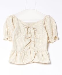 frunco | チェックギャザークロップドブラウス(シャツ/ブラウス)