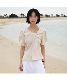 Unbalanced Twist Blouse [Peach Pink]