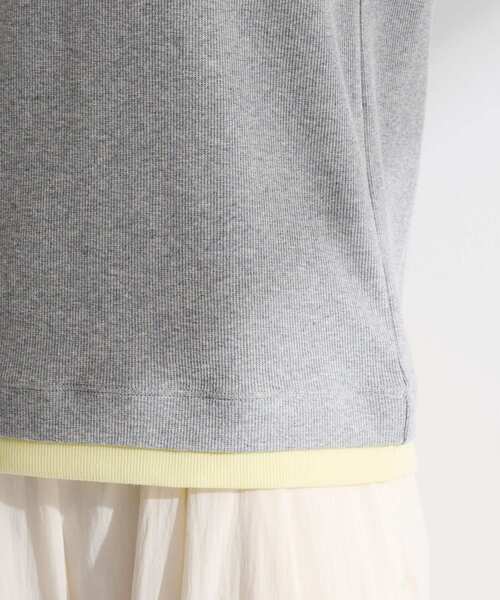 Green Parks(グリーンパークス)の「配色ヘンリーネック半袖プルオーバー(Tシャツ/カットソー・レディース・ブラック/杢グレー/オフホワイト・FREE)」の12枚目の写真