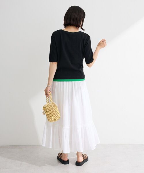 Green Parks(グリーンパークス)の「配色ヘンリーネック半袖プルオーバー(Tシャツ/カットソー・レディース・ブラック/杢グレー/オフホワイト・FREE)」の20枚目の写真