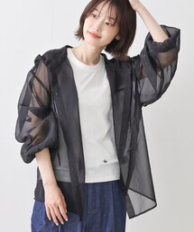 【洗える】エアリーシアーフードシャツ