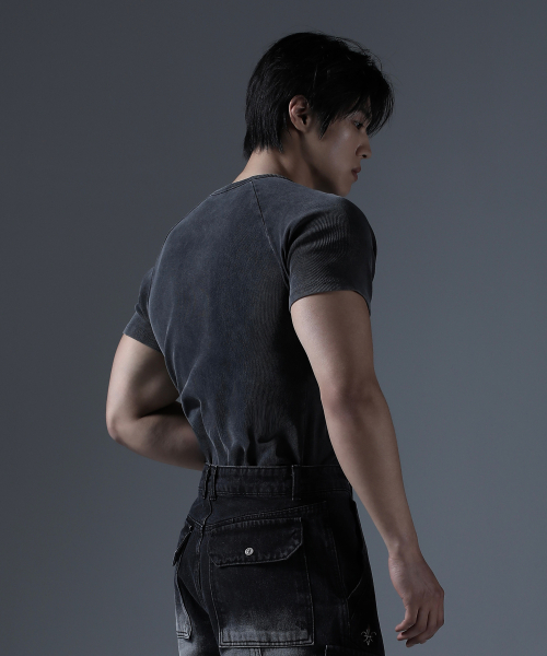 CARMID（カミド）の「アンティックピグメントヘンリーネック半袖[グレー]（Tシャツ/カットソー・メンズ・その他・1/2/3）」の6枚目の写真