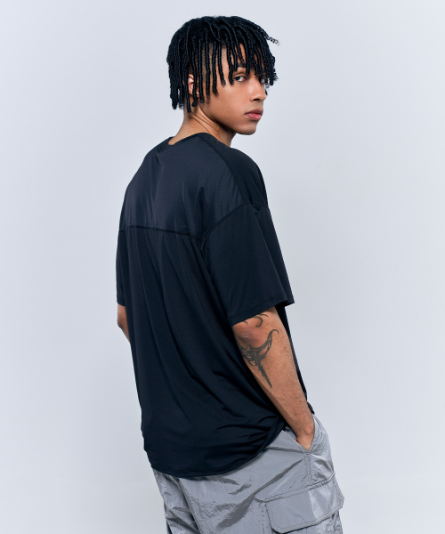 PHYSICAL GARMENTS（フィジカルガーメンツ）の「P2544 機能性ドライオーバーサイズ半袖 [ブラック]（Tシャツ/カットソー・メンズ・ブラック・MEDIUM/LARGE/X-LARGE/XX-LARGE）」の3枚目の写真
