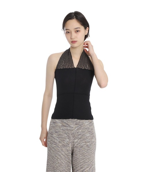 BASERANGE（ベースレンジ）の「BASERANGE / ベースレンジ：NEHRU HALTER TOP：TONT-LA-SU25[ANN]（Tシャツ/カットソー・レディース・ブラック・S）」の5枚目の写真