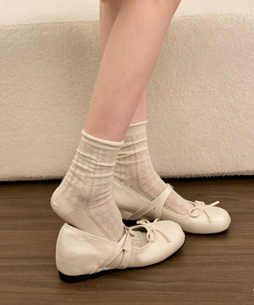 gossip!ロサンゼルス(ゴシップロサンゼルス)の「【Y2Kガーリー】レトロリボン インヒールバレエパンプス(パンプス・レディース・オフホワイト/シルバー・XL/S/M/L)」の21枚目の写真
