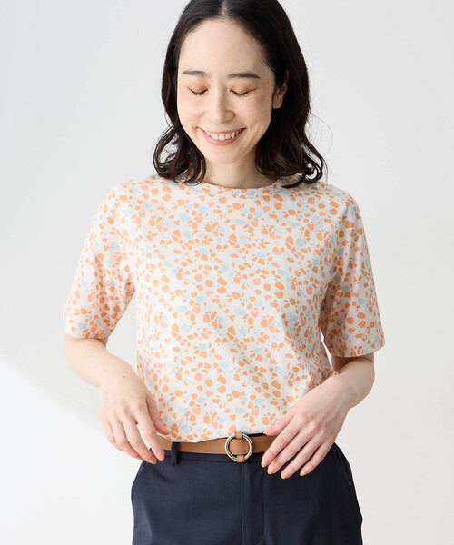 DECOY SINCE 1981(デコイシンスイチキュウハチイチ)の「【in Bloomコラボ】ひやさら総柄Tシャツ【接触冷感・UVカット・オーガニックコットンブレンド】(Tシャツ/カットソー・レディース・グリーン/オレンジ・L/LL/M)」の9枚目の写真