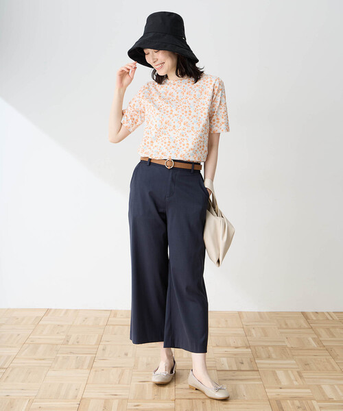 DECOY SINCE 1981(デコイシンスイチキュウハチイチ)の「【in Bloomコラボ】ひやさら総柄Tシャツ【接触冷感・UVカット・オーガニックコットンブレンド】(Tシャツ/カットソー・レディース・グリーン/オレンジ・L/LL/M)」の7枚目の写真