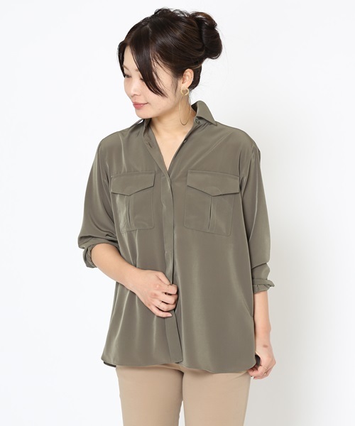 FIGARO Paris(フィガロパリ)の「エフォートレス ミリタリーシャツ◆(シャツ/ブラウス・レディース・ホワイト/ネイビー/カーキ・36/38)」の2枚目の写真