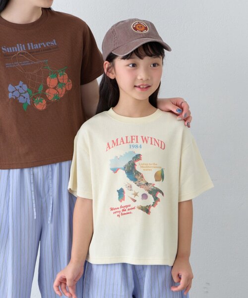 CIAOPANIC TYPY（チャオパニックティピー）の「【KIDS】リブアソート柄TEE【AMALFI】（Tシャツ/カットソー・キッズ・アイボリー/ブラウン・110/130/150）」の3枚目の写真