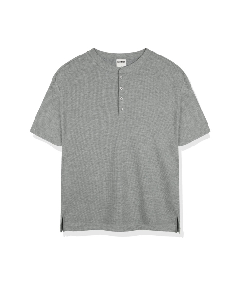 ANEWBROS（アニュブロス）の「エロノワッフルヘンリーネック半袖Tシャツ3カラー [ANSR_1001]（Tシャツ/カットソー・レディース・ホワイト/ブラック/グレー・LARGE/X-LARGE/MEDIUM）」の5枚目の写真