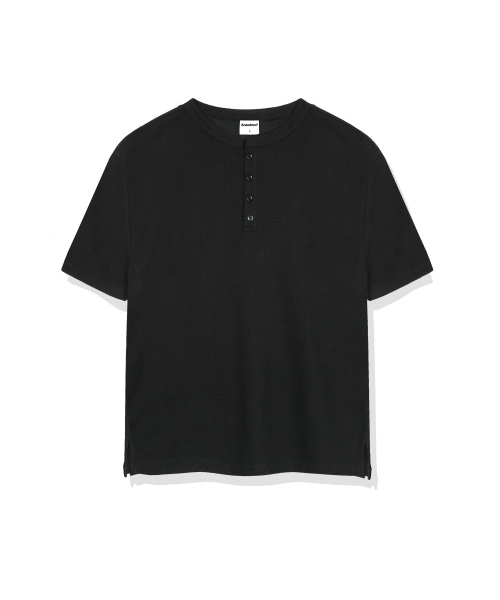 ANEWBROS（アニュブロス）の「エロノワッフルヘンリーネック半袖Tシャツ3カラー [ANSR_1001]（Tシャツ/カットソー・レディース・ホワイト/ブラック/グレー・LARGE/X-LARGE/MEDIUM）」の6枚目の写真
