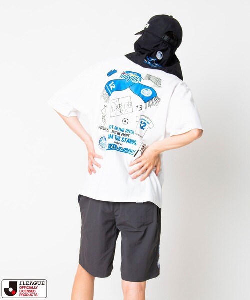 FREAK'S STORE(フリークスストア)の「J.LEAGUE × FREAK’S STORE 別注SUPPORTERS SHORT SLEEVE TEE【水戸ホーリーホック】/Jリーグ別注 Tシャツ(Tシャツ/カットソー・メンズ・ホワイト/チャコールグレー・MEDIUM/SMALL/X-LARGE/LARGE)」の19枚目の写真