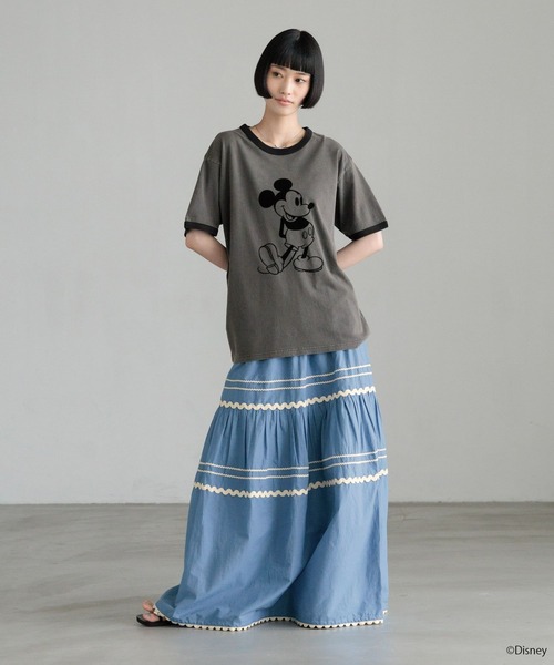 LOWRYS FARM(ローリーズファーム)の「MICKEY/リンガーT 903290(Tシャツ/カットソー・レディース・ブルー/ホワイト/グレー・FREE)」の4枚目の写真