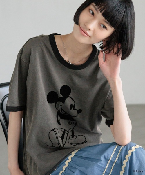 LOWRYS FARM(ローリーズファーム)の「MICKEY/リンガーT 903290(Tシャツ/カットソー・レディース・ブルー/ホワイト/グレー・FREE)」の6枚目の写真