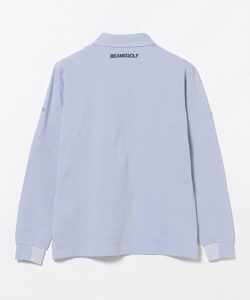 BEAMS GOLF（ビームスゴルフ）の「PURPLE LABEL / スフィダンテ サッカーストライプ シャツ（UVカット）（ポロシャツ・メンズ・サックスブルー/ネイビー・M/S/XL/L）」の4枚目の写真