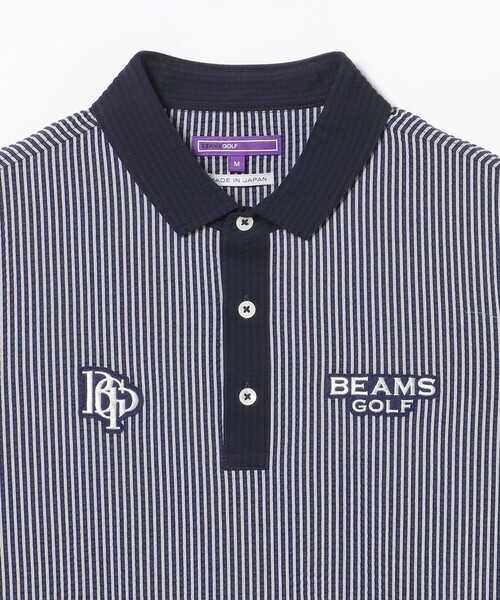 BEAMS GOLF（ビームスゴルフ）の「PURPLE LABEL / スフィダンテ サッカーストライプ シャツ（UVカット）（ポロシャツ・メンズ・サックスブルー/ネイビー・M/S/XL/L）」の7枚目の写真