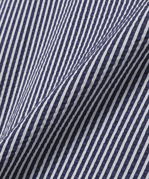 BEAMS GOLF（ビームスゴルフ）の「PURPLE LABEL / スフィダンテ サッカーストライプ シャツ（UVカット）（ポロシャツ・メンズ・サックスブルー/ネイビー・M/S/XL/L）」の11枚目の写真