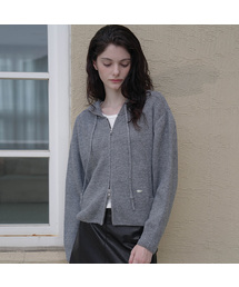 Two-way Hood Zip-up Knit [Gray]